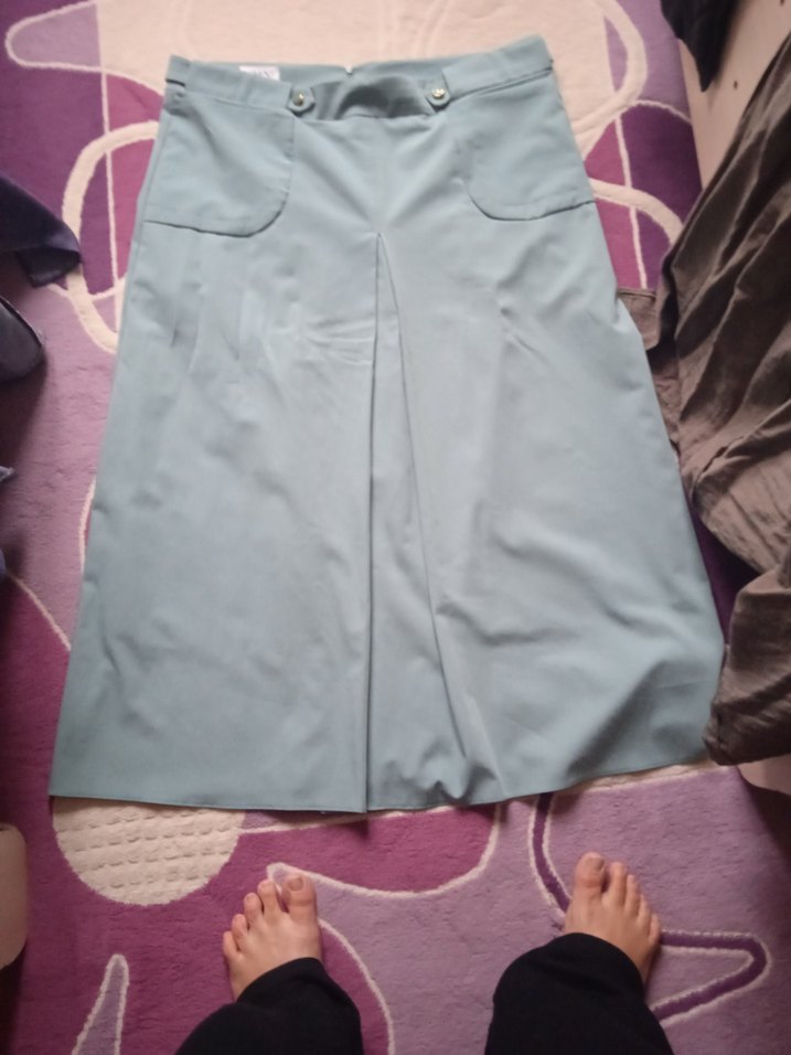 yeşil Midi Drapeli Kadın Etek - Görsel 3