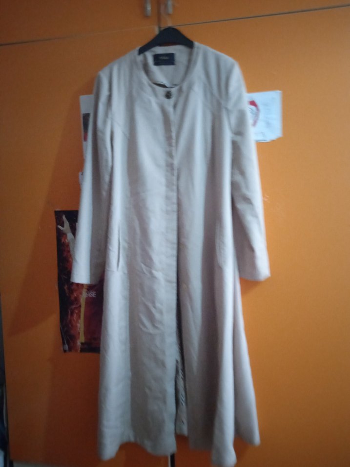 Bej Midi  Kabanı, Dökümlü, Uzun Kollu - Görsel 4