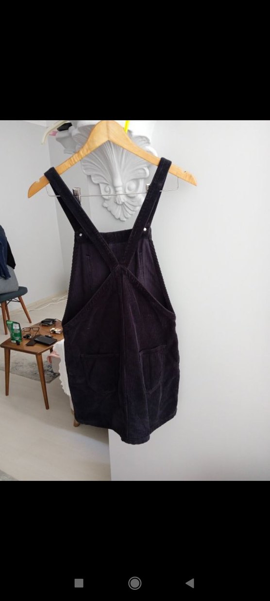 Kadın Siyah Süet Askılı Mini Tulum - Görsel 2