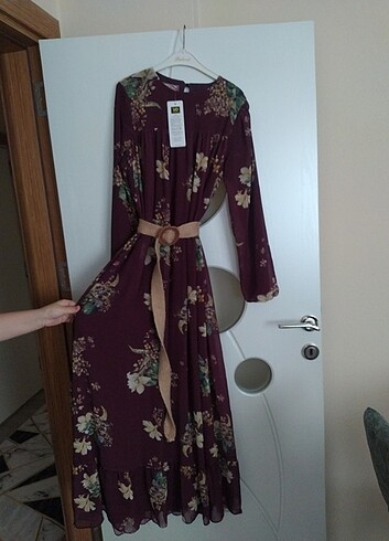 40 Beden bordo Renk Elbise