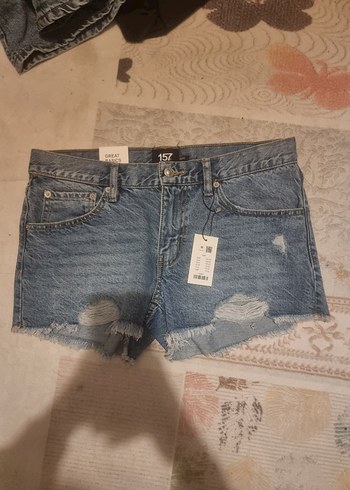 m Beden Gevşek Kesim Mini Kot Şort