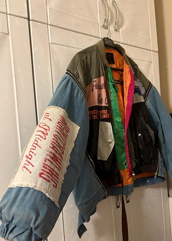 Kadın Çok Renkli Bel Detaylı Denim Ceket - Görsel 3