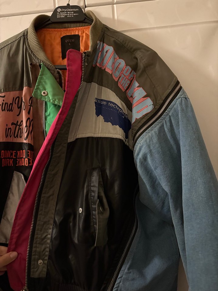 Kadın Çok Renkli Bel Detaylı Denim Ceket - Görsel 5