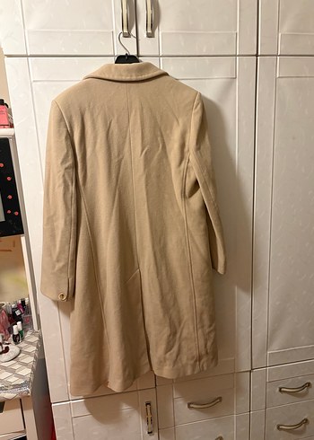 Bej Uzun Keten Kadın Klasik Ceket - Görsel 7