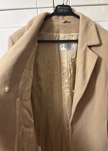 Bej Uzun Keten Kadın Klasik Ceket - Görsel 6