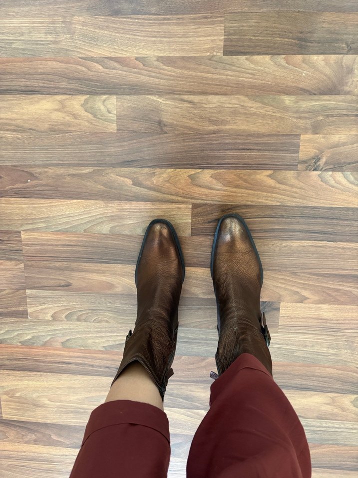 Kahverengi Deri Kadın Stiletto Topuklu Bot - Görsel 4