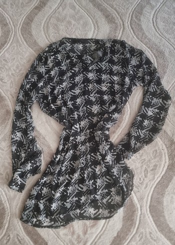 Gri Batik Desenli Uzun Kollu Tunik
