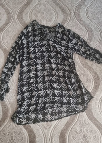 Zara Gri Batik Desenli Uzun Kollu Tunik