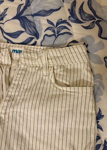 Düğmeli Çizgili Kadın Kot Pantolon - Görsel 3