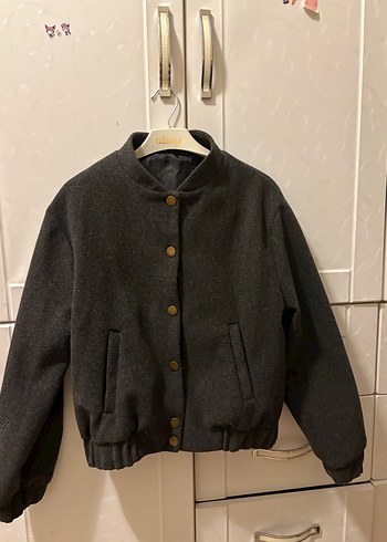 Düğmeli Gri Kadın Ceket - Görsel 5