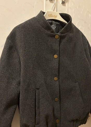 Düğmeli Gri Kadın Ceket - Görsel 4