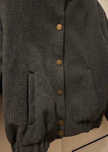 Düğmeli Gri Kadın Ceket - Görsel 2