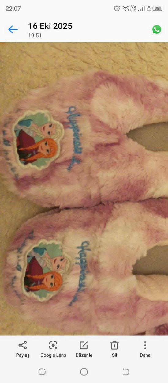 Peluş Pembe  PANDUF FROZEN COSY sıfır ürün(32-35)giyebilir. - Görsel 2