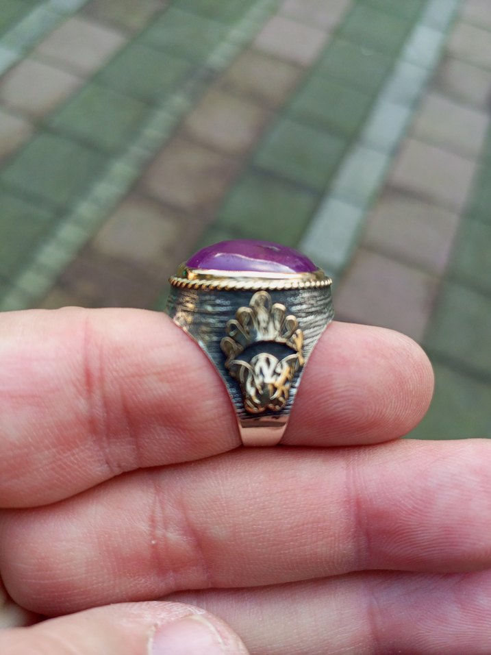 Mor Taşlı Bohem Erkek Gümüş Yüzük (12gr) sıfır ürün - Görsel 2