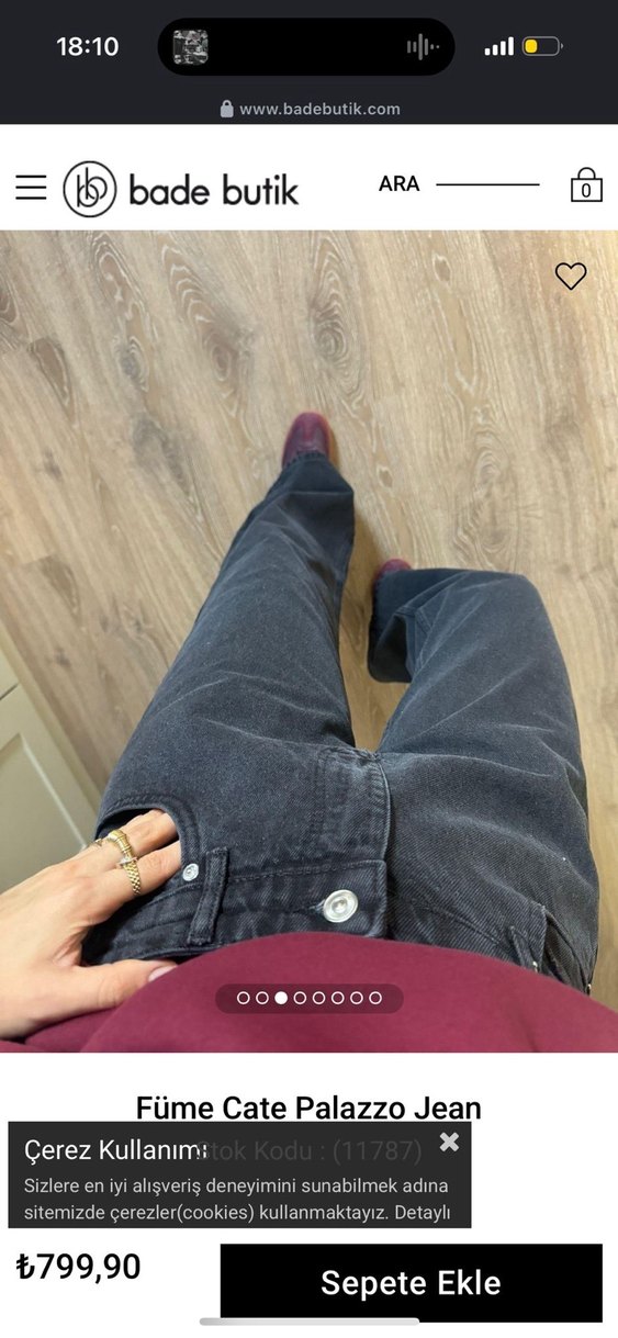 Bordo Renk Rahat Kesim Kadın Kot Pantolon - Görsel 2