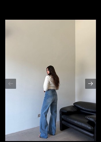 Kadın Mavi Bol Kesim Denim Pantolon - Görsel 3