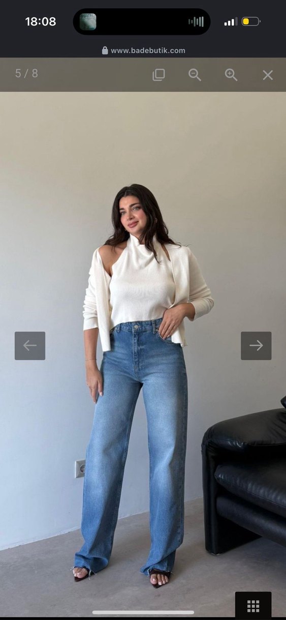 Kadın Mavi Bol Kesim Denim Pantolon - Görsel 2