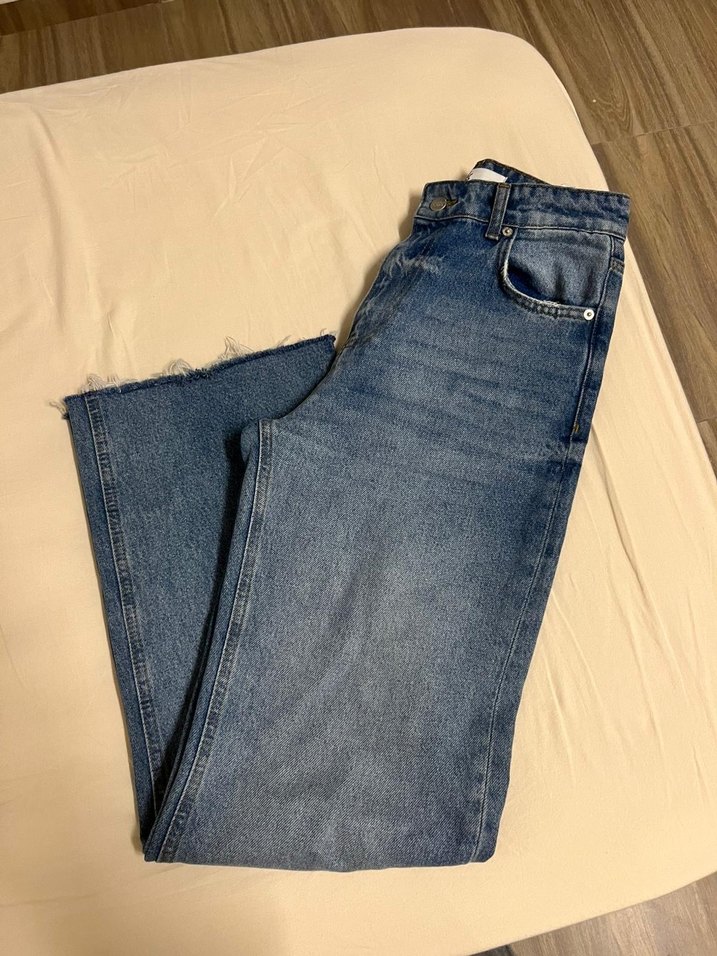 Kadın Mavi Bol Kesim Denim Pantolon - Görsel 5