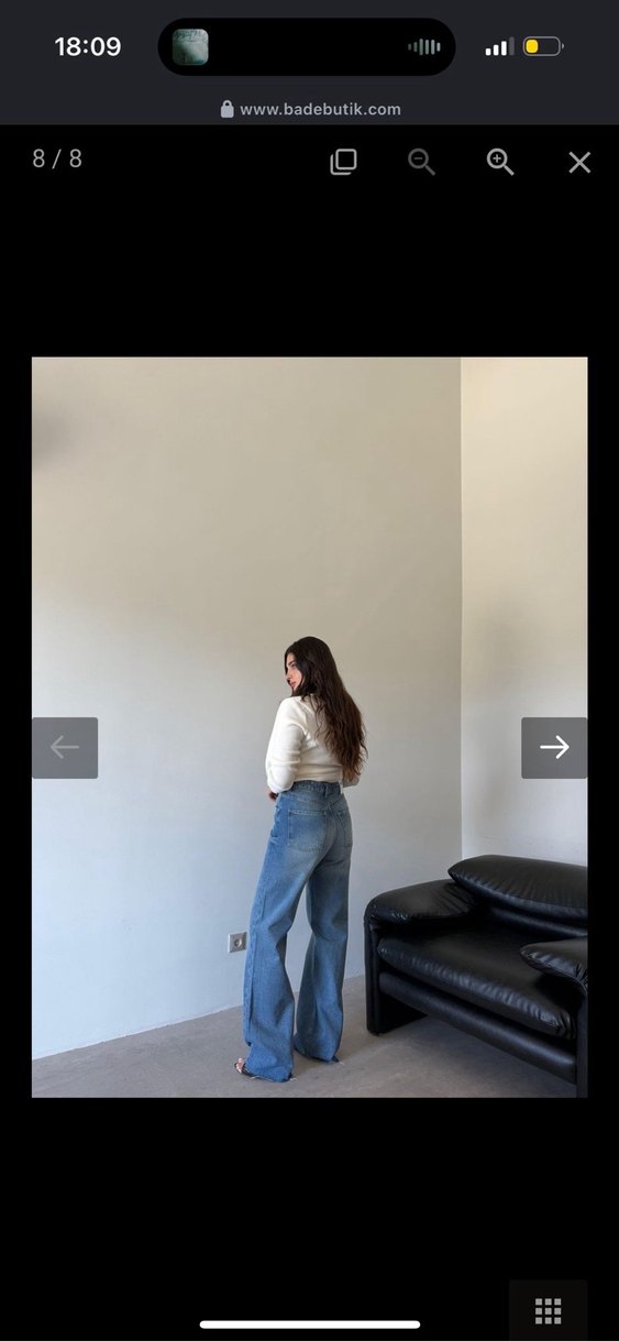 Kadın Mavi Bol Kesim Denim Pantolon - Görsel 3