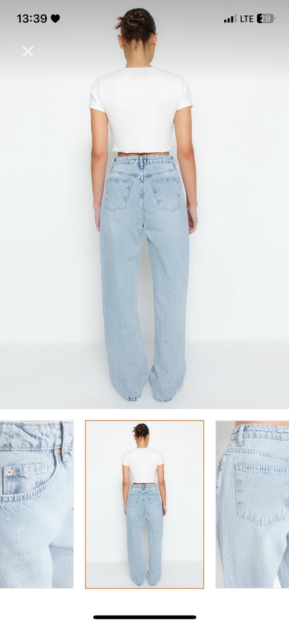 Bol Kesim Kot Pantolon - Görsel 4