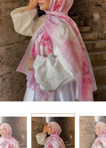 Pembe İpek Görünümlü Kadın Şal - Görsel 3