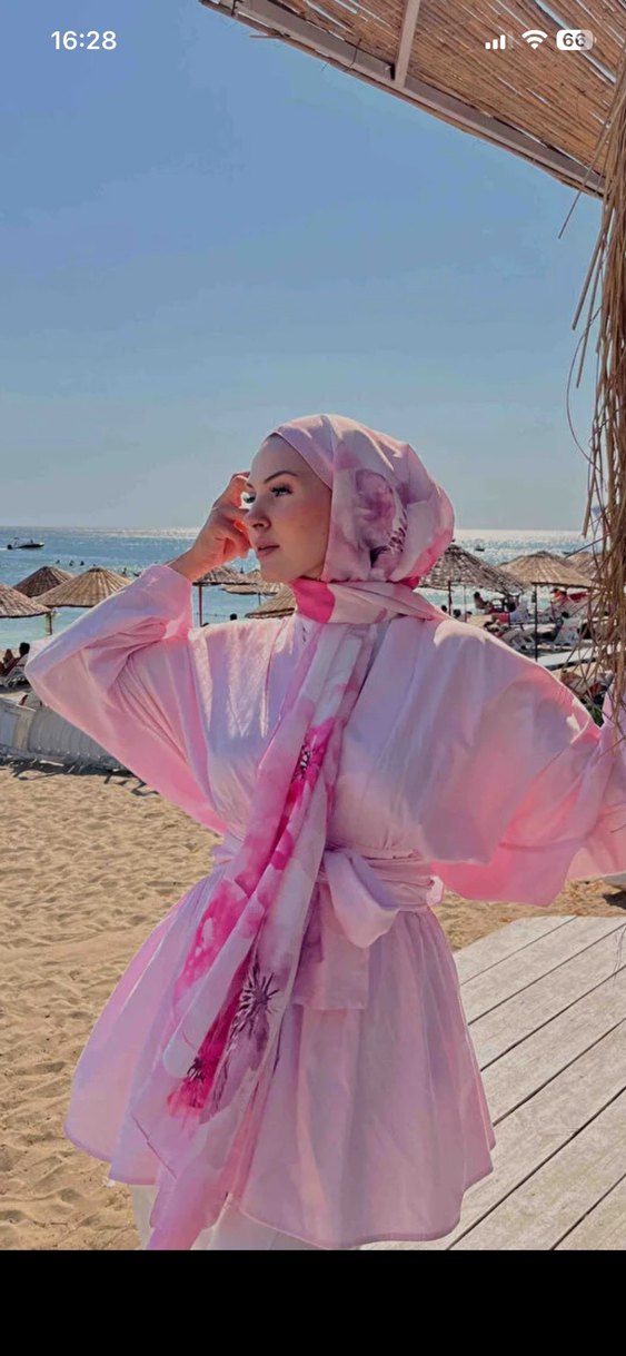 Pembe İpek Görünümlü Kadın Şal - Görsel 2