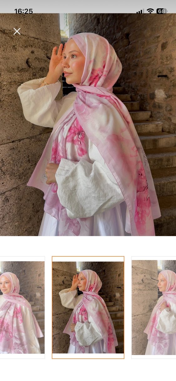 Pembe İpek Görünümlü Kadın Şal - Görsel 3