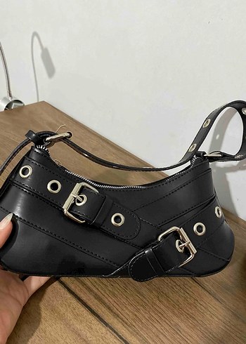 Tokalı Siyah Gotik Deri Kadın Çantası - Görsel 5