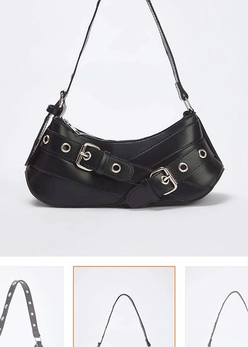 Tokalı Siyah Gotik Deri Kadın Çantası - Görsel 2