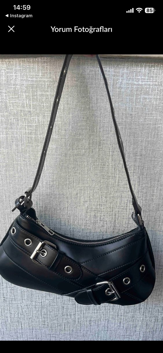 Tokalı Siyah Gotik Deri Kadın Çantası - Görsel 4