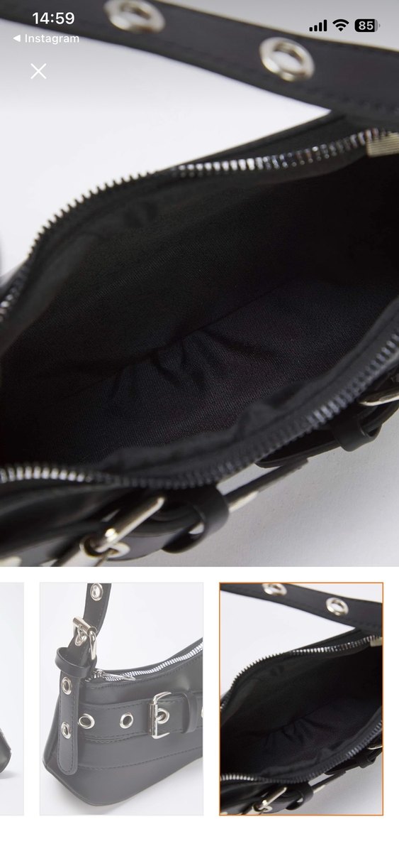 Tokalı Siyah Gotik Deri Kadın Çantası - Görsel 3