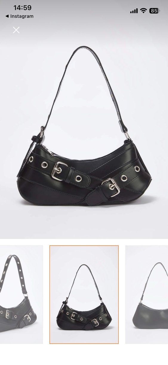 Tokalı Siyah Gotik Deri Kadın Çantası - Görsel 2