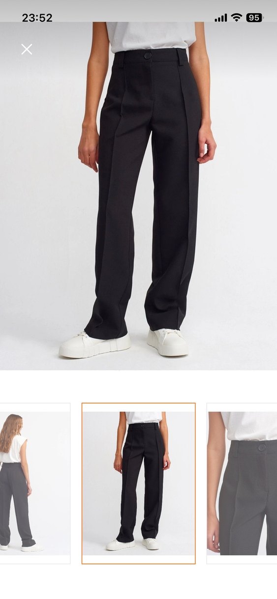 Kadın Siyah Midi Kumaş Pantolon - Görsel 4