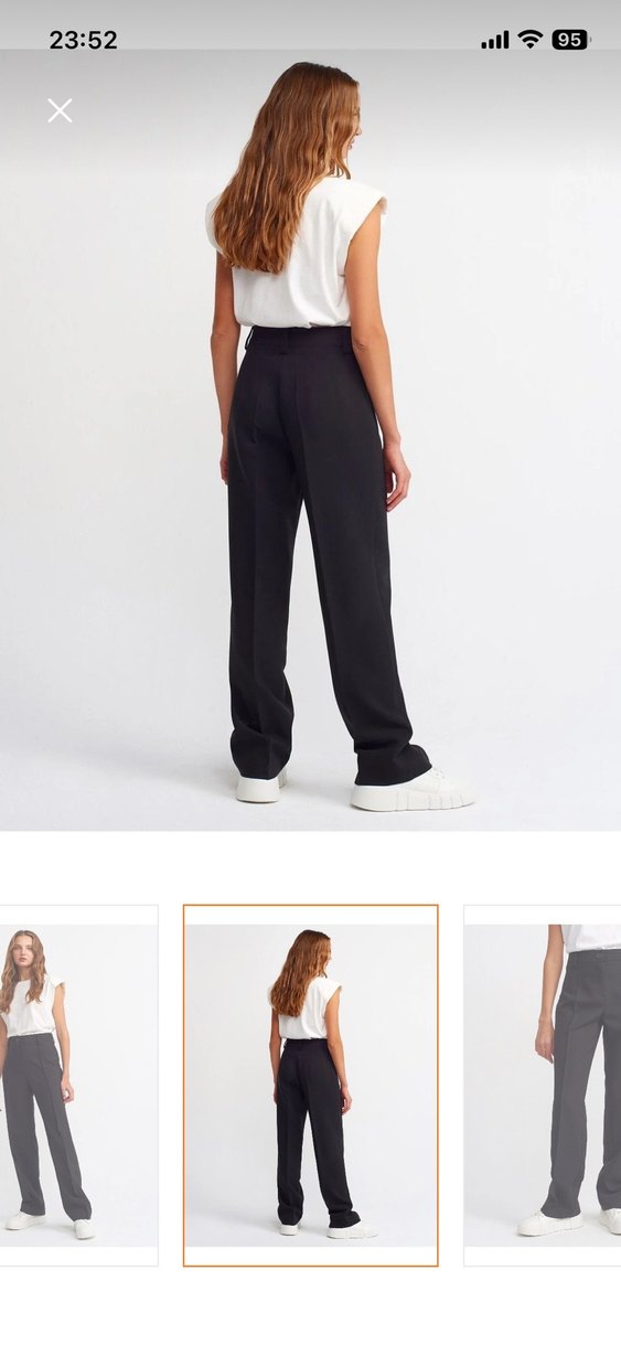 Kadın Siyah Midi Kumaş Pantolon - Görsel 5