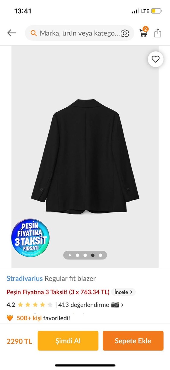 Stradivarius Kadın Siyah Regular Fit Kısa Blazer - Görsel 3