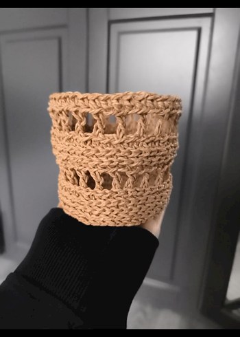 Sarı El Örgüsü Bohem Sepetler - Görsel 5