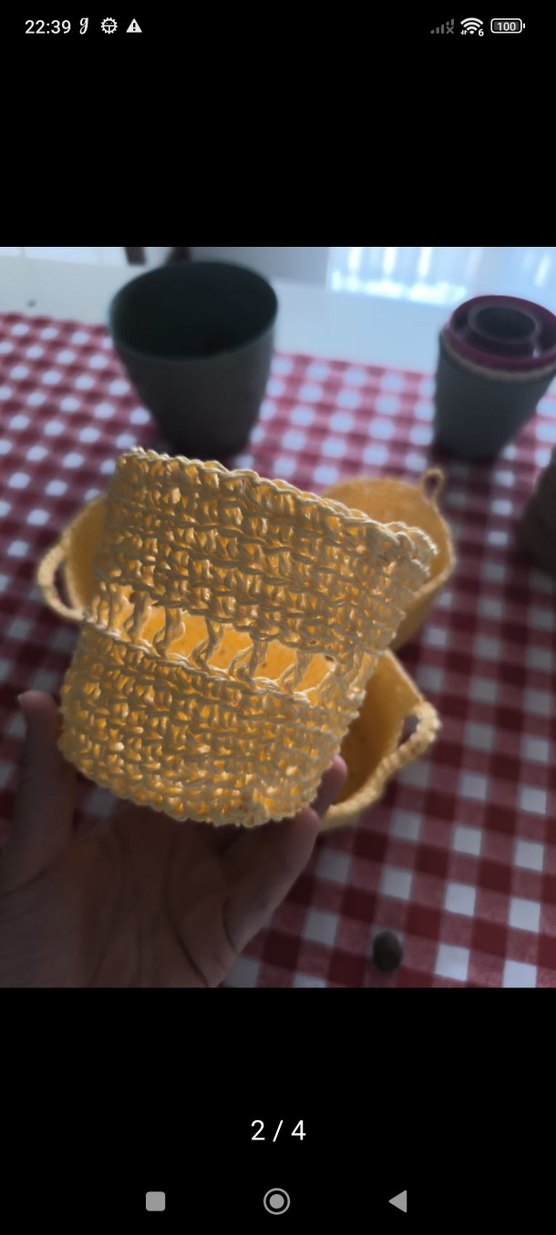 Sarı El Örgüsü Bohem Sepetler - Görsel 3