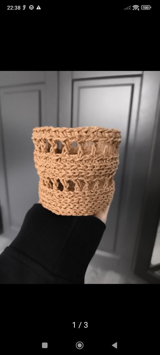 Sarı El Örgüsü Bohem Sepetler - Görsel 5