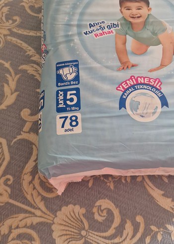 5 Beden: 11-25 kg Beden Molfix Junior Bebek Bezi 5 Numara 78 Adet