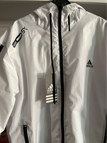 Beyaz Adidas Yağmurluk