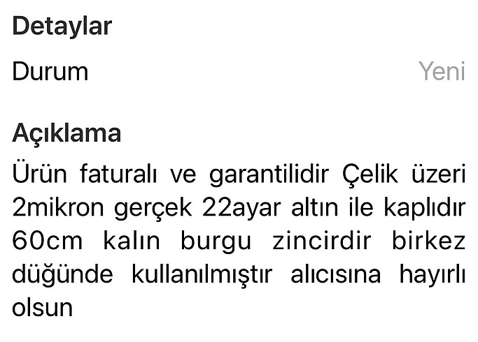 22ayar altın kaplama kalın burgu zincir - Görsel 4