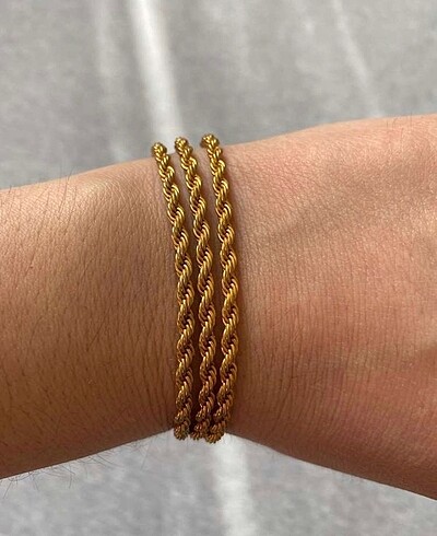 22ayar altın kaplama kalın burgu zincir - Görsel 3