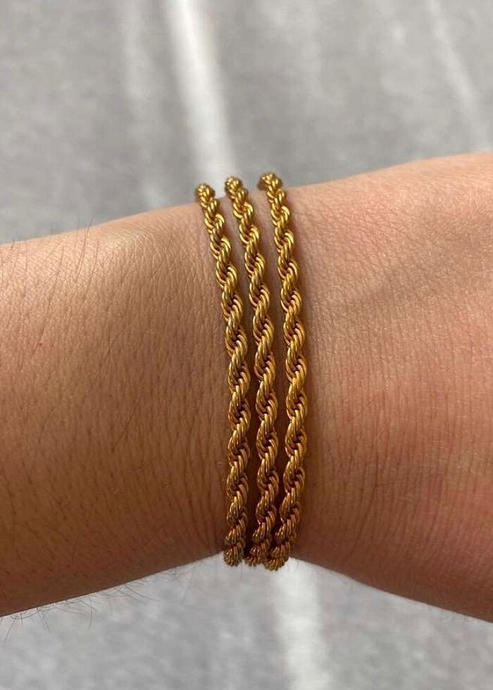 22ayar altın kaplama kalın burgu zincir - Görsel 3