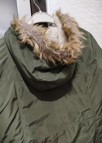 Kadın Haki Kapüşonlu Midi Mont - Görsel 3