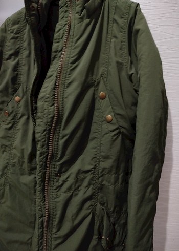 Kadın Haki Midi Boy Fermuarlı mont - Görsel 2