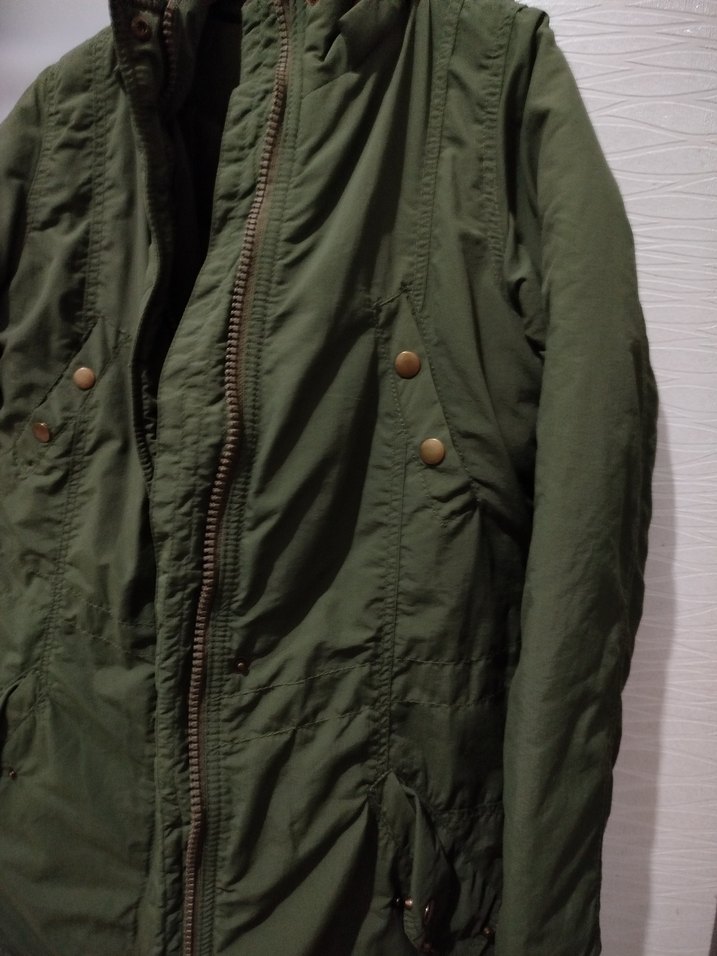 Kadın Haki Midi Boy Fermuarlı mont - Görsel 2