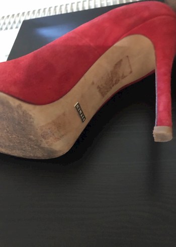 Kırmızı Süet Stiletto Topuklu Kadın Ayakkabı - Görsel 9
