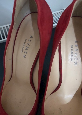 Kırmızı Süet Stiletto Topuklu Kadın Ayakkabı - Görsel 6