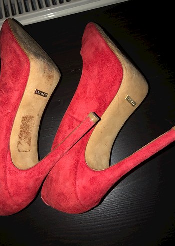 Kırmızı Süet Stiletto Topuklu Kadın Ayakkabı - Görsel 3