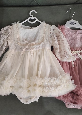 Kız Bebek Vintage Dantel Detaylı Pamuklu Elbise